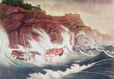 Perdita della nave postale Albion, inciso da C. Tiebout da Thomas Birch